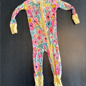 Little Sleepies Floral Footie with OG Yellow cuffs